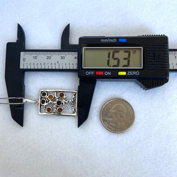 Sterling Silver 925 Multicolored Baltic Amber Tree Of Life Pendant Necklace 18" - Picture 13 of 16